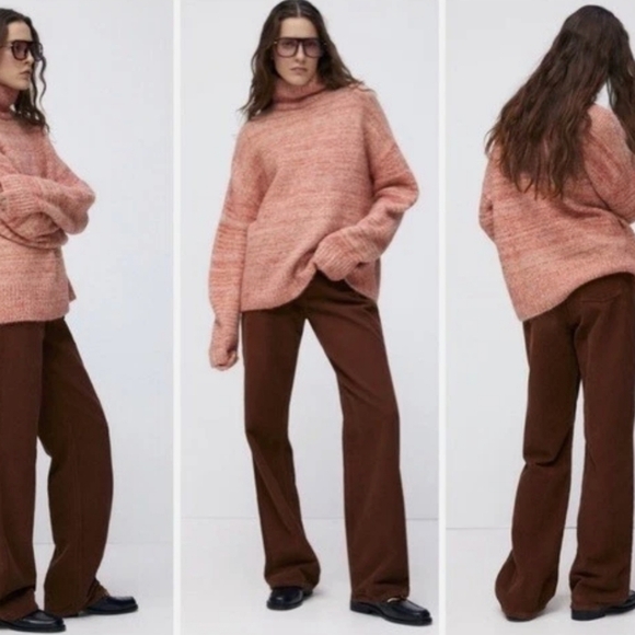 Zara Alpaca Blend Turtleneck Sweater - Blush Pink - Boxy & Oversized Fit - Picture 3 of 13